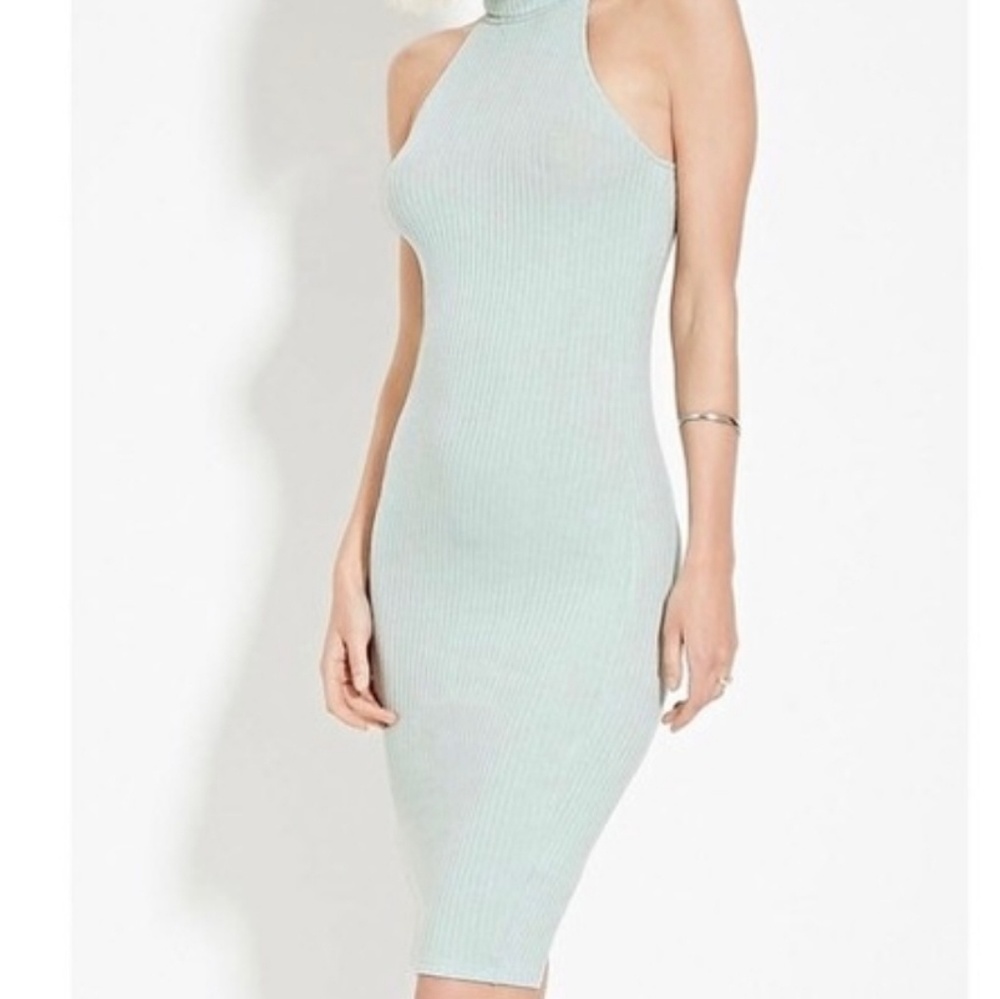 Forever 21 Ribbed High Neck Bodycon Midi Dress